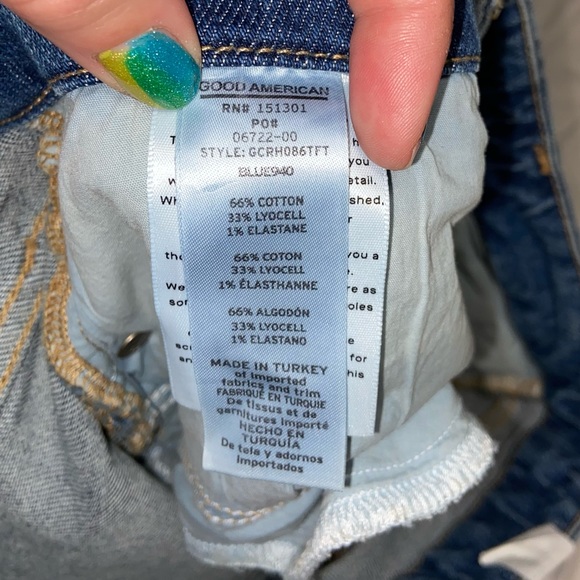 NWT Good American Good Classic Slim Straight Jeans sz 12 31 Medium Blue Raw Hem - Picture 8 of 9